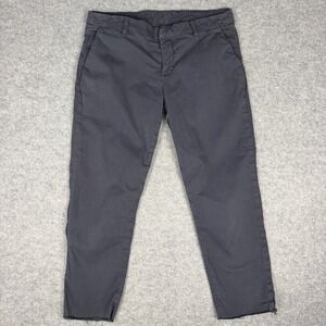 Frank & Eileen Wicklow Pants Womens 8 Charcoal Gray Chino Raw Hem Crop Twill 8